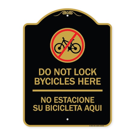 Signmission Do Not Lock Bicycles Here No Estacione Su Bicicleta Aqui With No Bicycle Graphic, BG-1824-24148 A-DES-BG-1824-24148